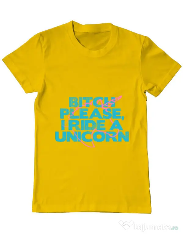 Tricou ADLER barbat I ride a unicorn Galben
