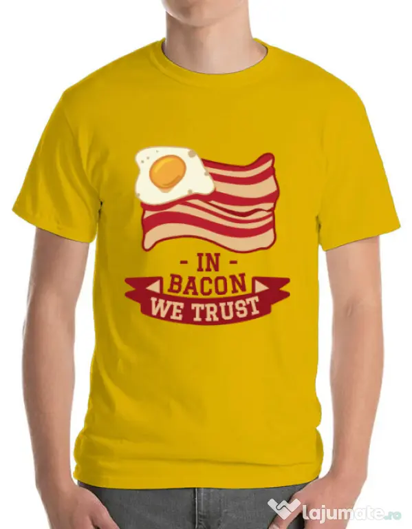 Tricou ADLER barbat In bacon we trust Galben