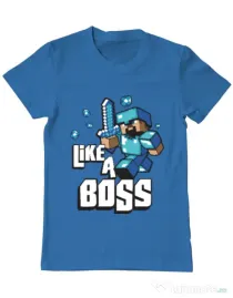 Tricou ADLER barbat Like a boss Albastru azuriu