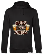 Hoodie barbat cu gluga Mugs not drugs Negru