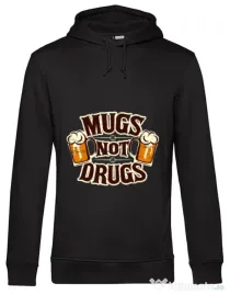 Hoodie barbat cu gluga Mugs not drugs Negru