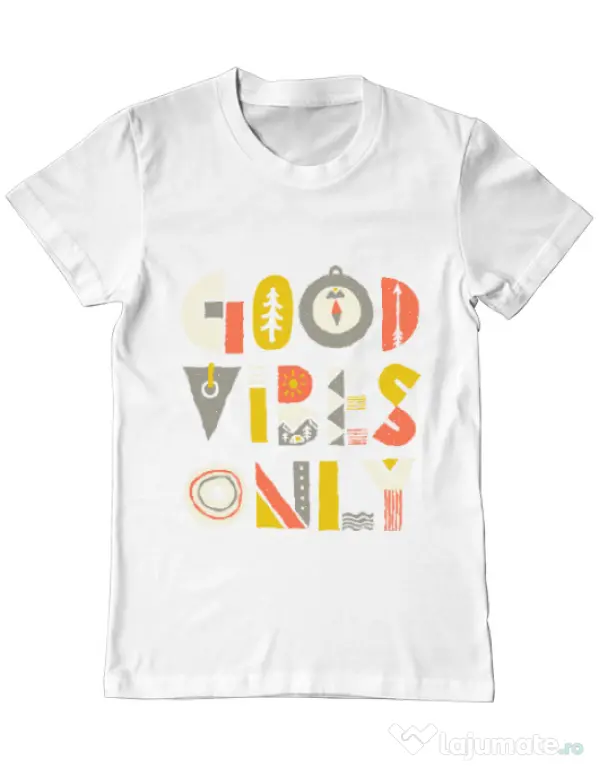 Tricou ADLER barbat Good vibes only Alb