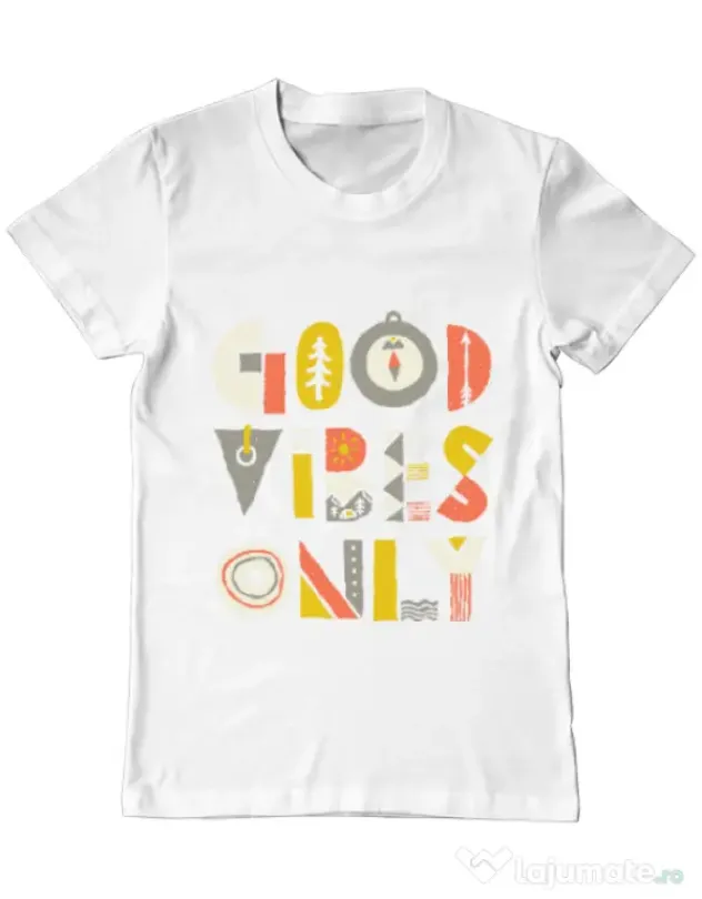 Tricou ADLER barbat Good vibes only Alb