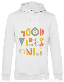 Hoodie barbat cu gluga Good vibes only Alb