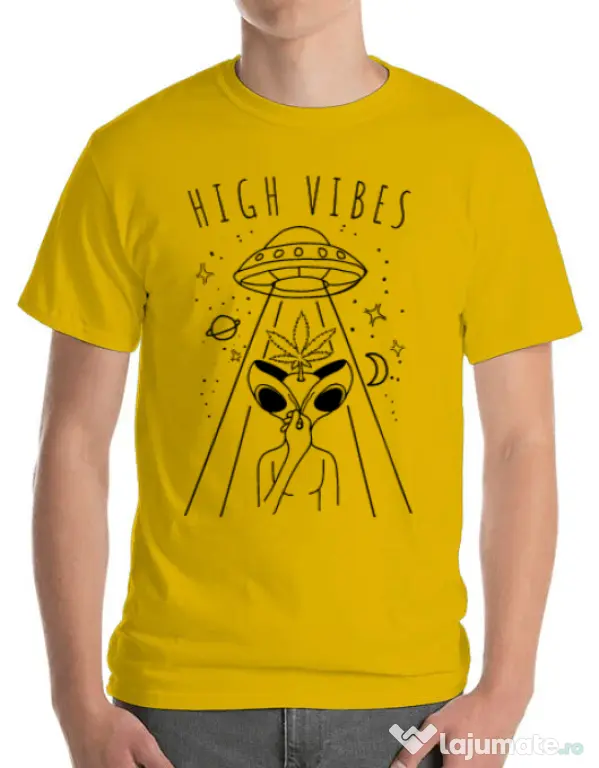Tricou ADLER barbat High vibes Galben