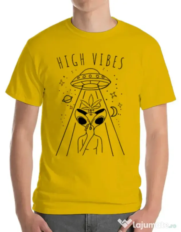 Tricou ADLER barbat High vibes Galben