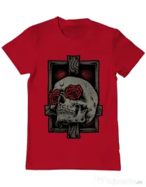 Tricou ADLER barbat Skullcross Rosu