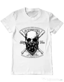 Tricou ADLER barbat Gangster skull Alb