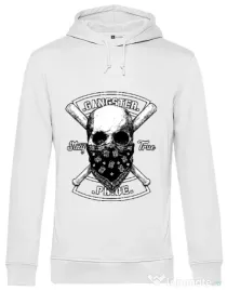 Hoodie barbat cu gluga Gangster skull Alb