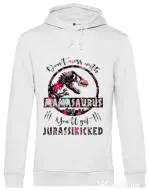 Hoodie barbat cu gluga Mamasaurus Alb