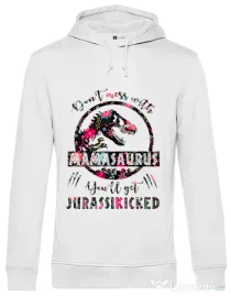 Hoodie barbat cu gluga Mamasaurus Alb