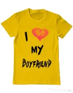 Tricou ADLER barbat I love my boyfriend Galben