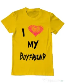Tricou ADLER barbat I love my boyfriend Galben
