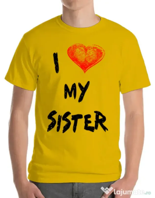 Tricou ADLER barbat I love my sister Galben