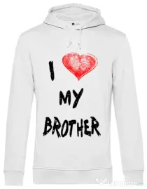 Hoodie barbat cu gluga I love my brother Alb