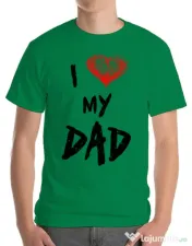 Tricou ADLER barbat I love my dad Verde mediu 