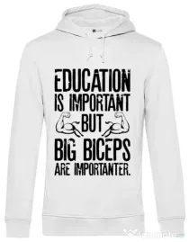 Hoodie barbat cu gluga Big biceps Alb