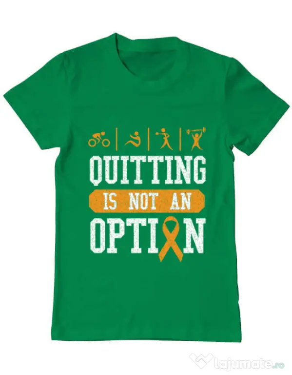 Tricou ADLER barbat Quitting is not an option Verde mediu