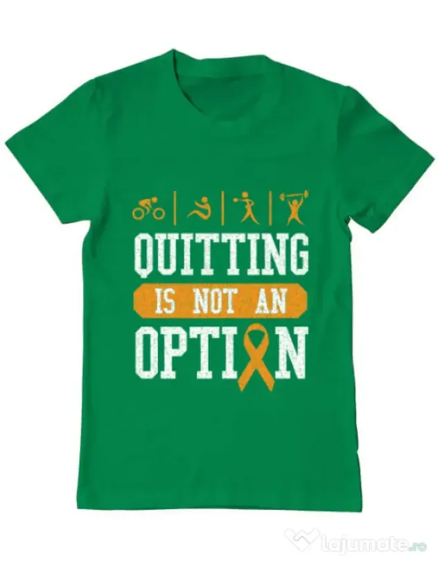 Tricou ADLER barbat Quitting is not an option Verde mediu