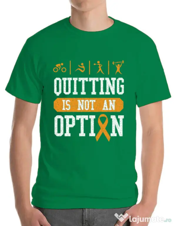 Tricou ADLER barbat Quitting is not an option Verde mediu