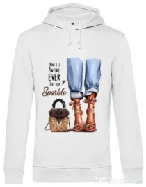 Hoodie barbat cu gluga Sparkle all day Alb