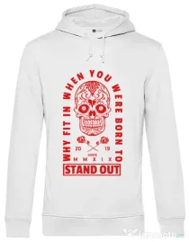 Hoodie barbat cu gluga Born to stand out Alb