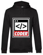 Hoodie barbat cu gluga Coder Negru