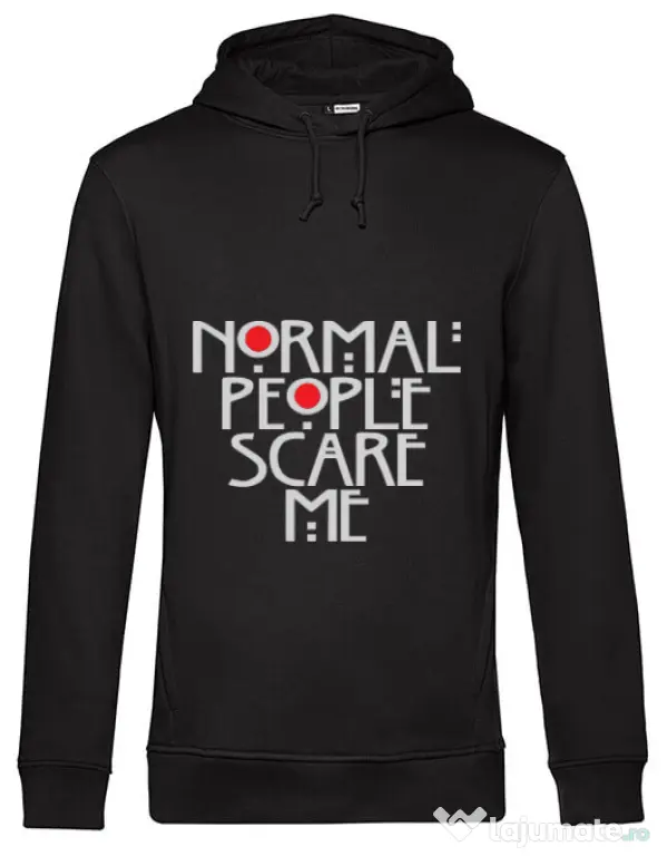 Hoodie barbat cu gluga Normal people scare me Negru