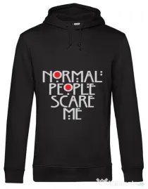 Hoodie barbat cu gluga Normal people scare me Negru