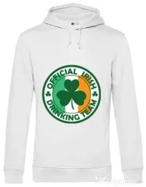 Hoodie barbat cu gluga Irish Drinking Team Alb