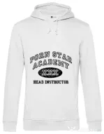 Hoodie barbat cu gluga Porn star Academy Alb