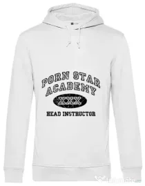 Hoodie barbat cu gluga Porn star Academy Alb