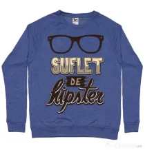 Bluza ADLER barbat Suflet de hipster Albastru melanj
