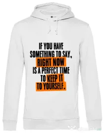 Hoodie barbat cu gluga Keep it to yourself Alb