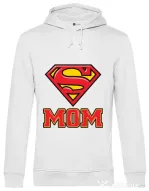 Hoodie barbat cu gluga Super mom Alb