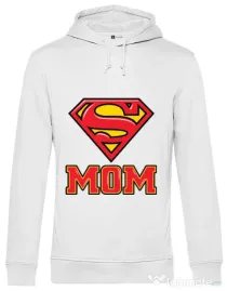Hoodie barbat cu gluga Super mom Alb