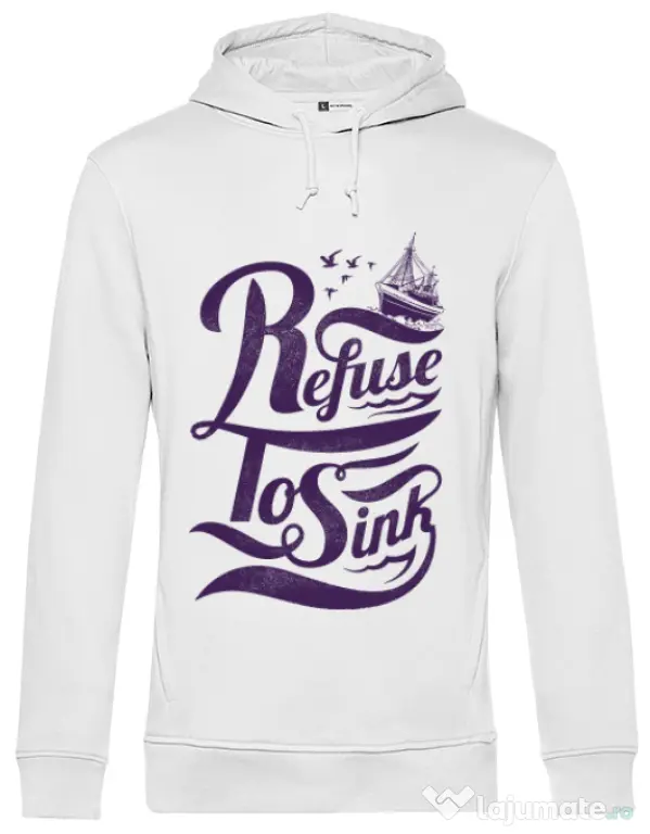 Hoodie barbat cu gluga Refuse to sink Alb