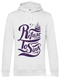 Hoodie barbat cu gluga Refuse to sink Alb