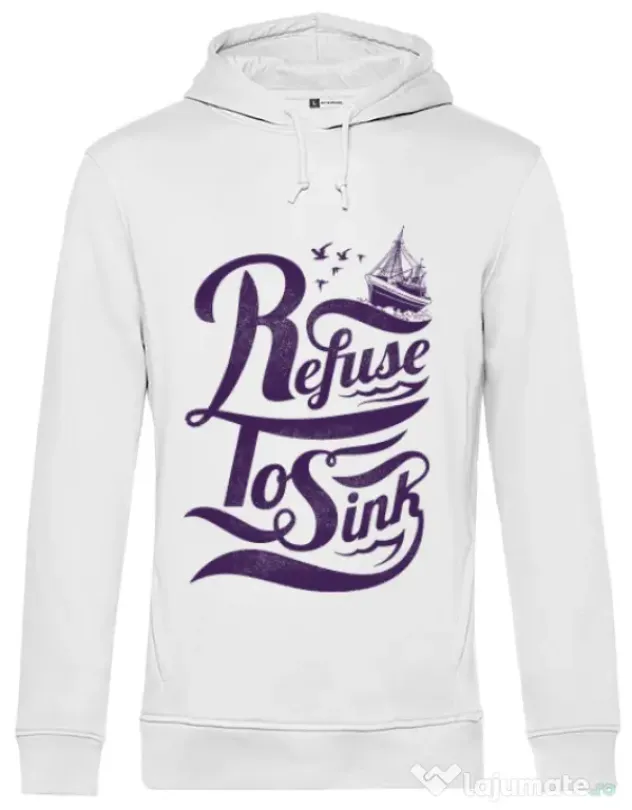 Hoodie barbat cu gluga Refuse to sink Alb