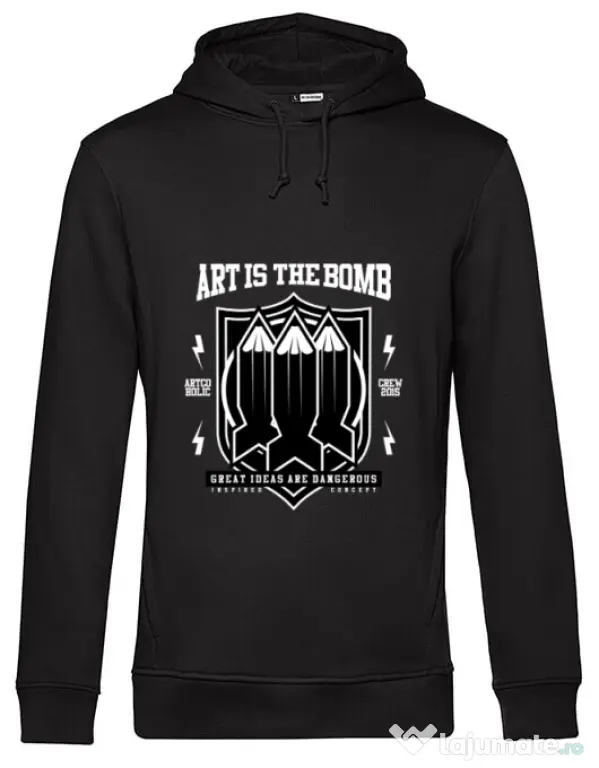 Hoodie barbat cu gluga Art Is The Bomb Negru
