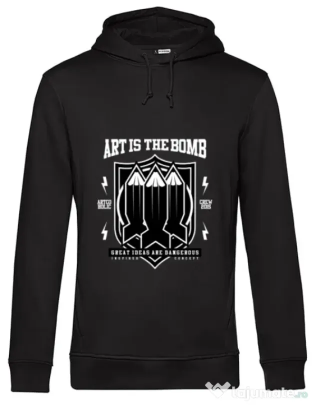 Hoodie barbat cu gluga Art Is The Bomb Negru