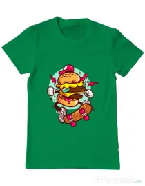 Tricou ADLER barbat Burger Skater Verde mediu