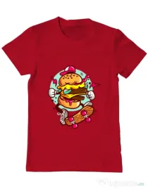 Tricou ADLER barbat Burger Skater Rosu