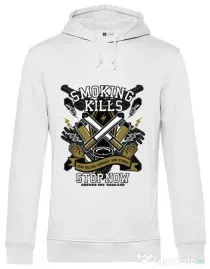 Hoodie barbat cu gluga Smoking Kills Alb