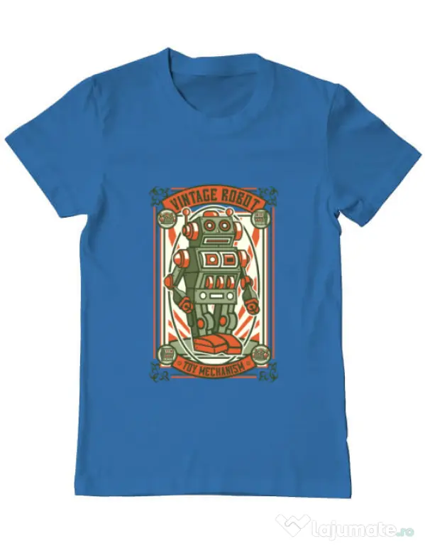 Tricou ADLER barbat Vintage Robot Albastru azuriu