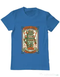 Tricou ADLER barbat Vintage Robot Albastru azuriu