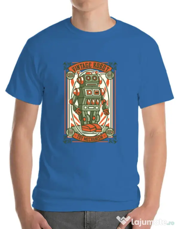 Tricou ADLER barbat Vintage Robot Albastru azuriu