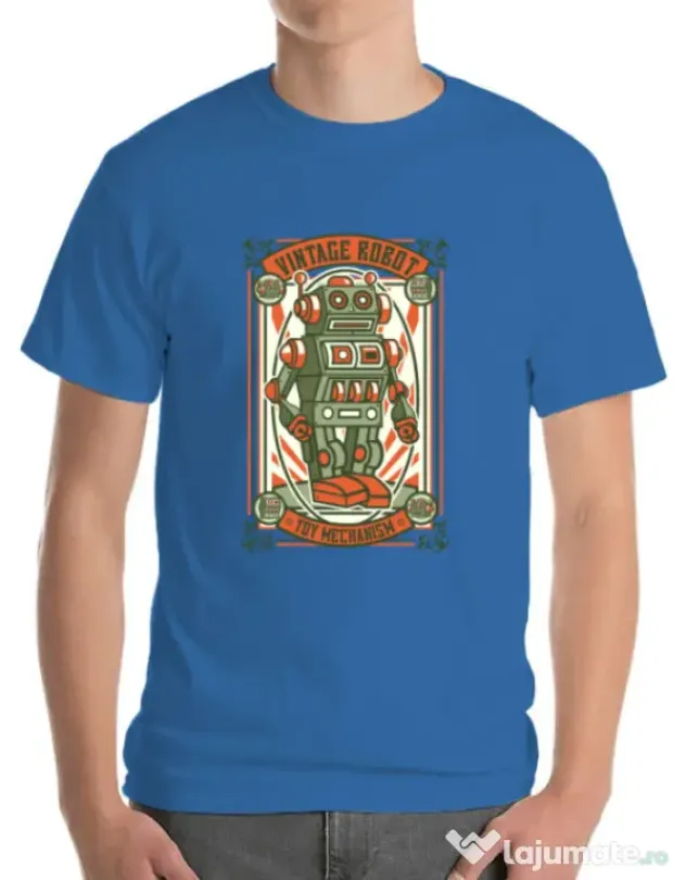 Tricou ADLER barbat Vintage Robot Albastru azuriu