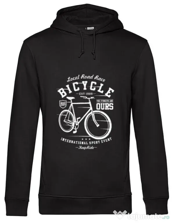 Hoodie barbat cu gluga Bicycle Negru