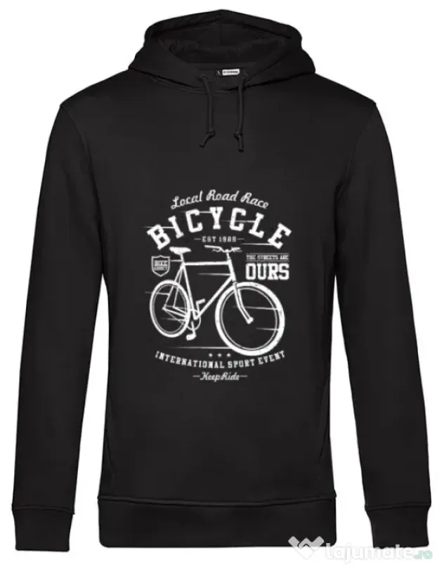 Hoodie barbat cu gluga Bicycle Negru